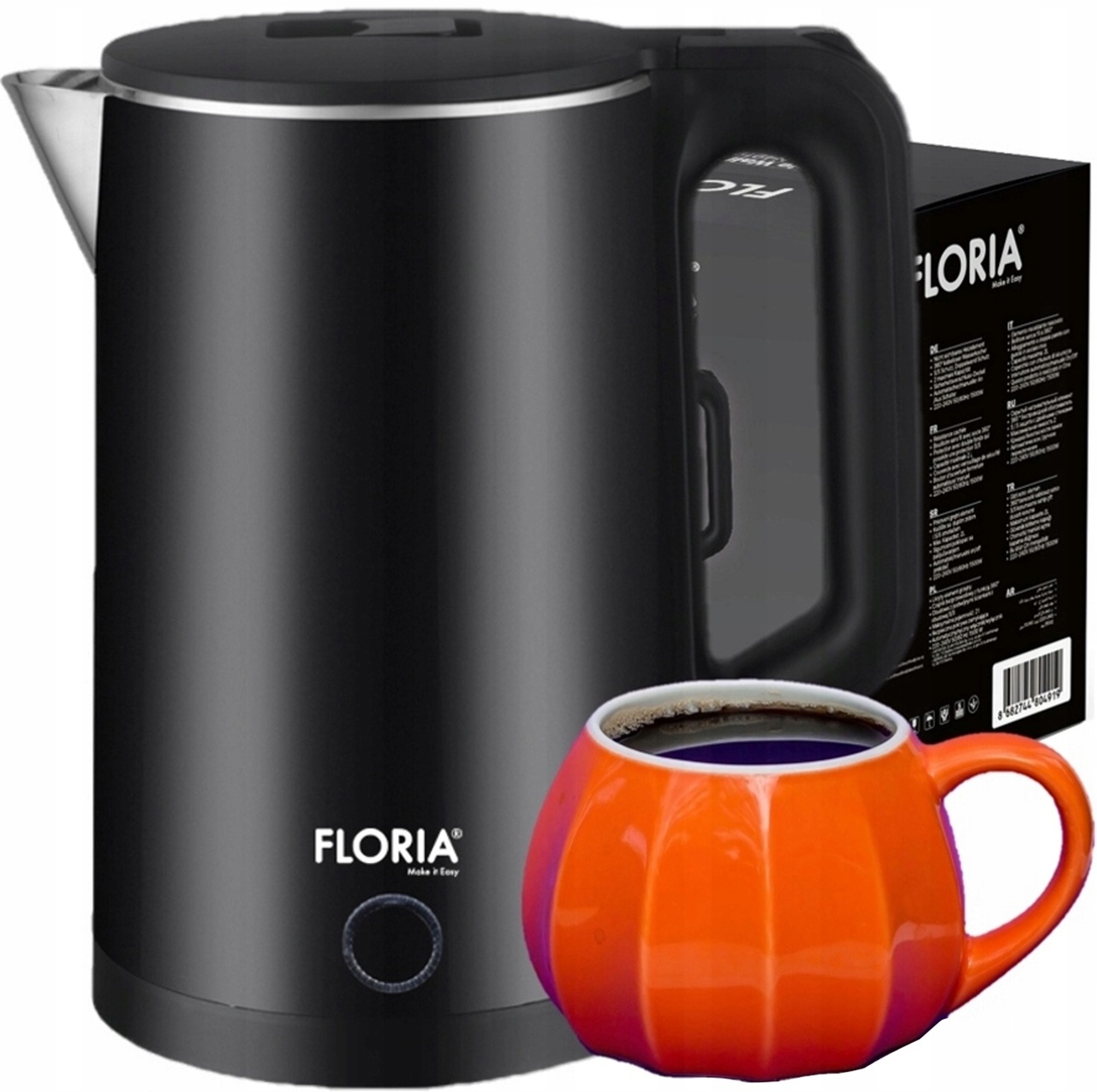 Floria rýchlovarná kanvica DVOJNÁSTENNÁ VARNÁ KONVICA 1500 W 2 l čierna